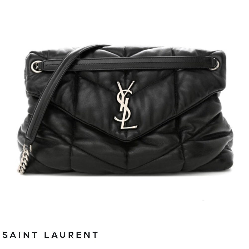 YSL Saint Laurent- Lambskin Quilted Medium Loulou
Puffer Monogram Chain Satchel